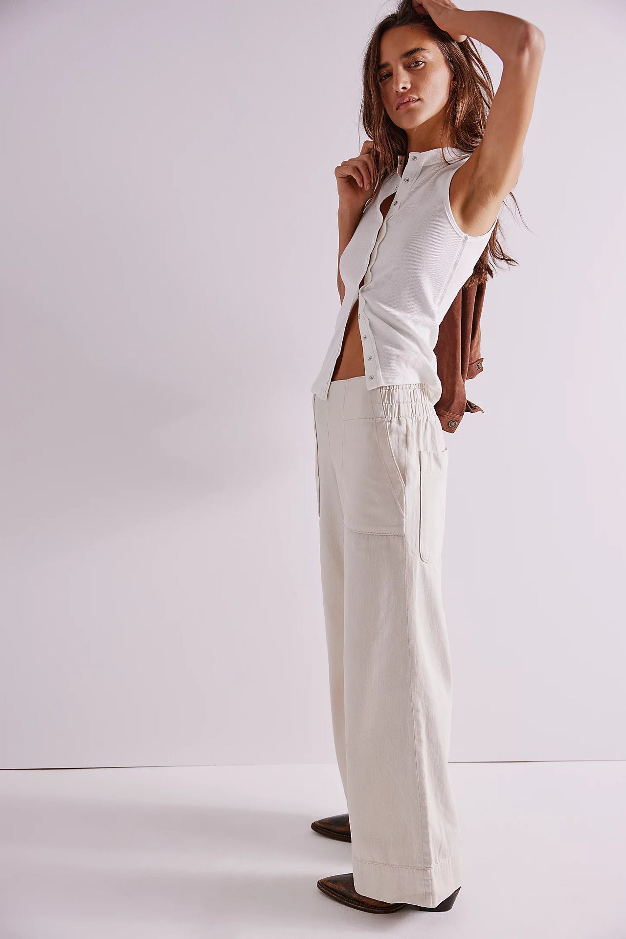 Fashionable Low-rise Non-stretch Denim Trousers Loose-fitting And Slimming