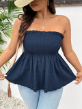 Solid-color Ruffled Off-shoulder Womens Clothing