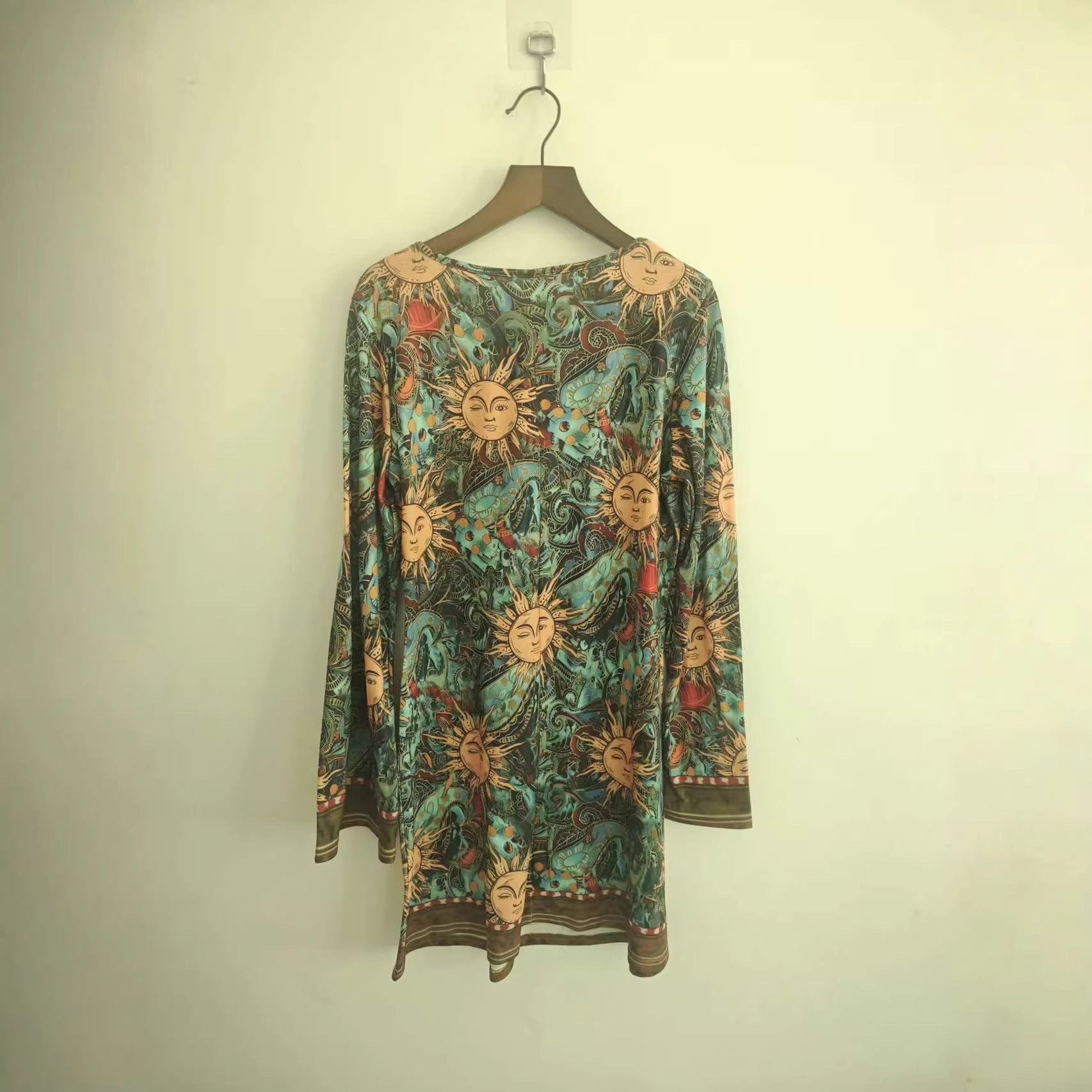 Spring Autumn Cinched-waist Floral A-line Dress