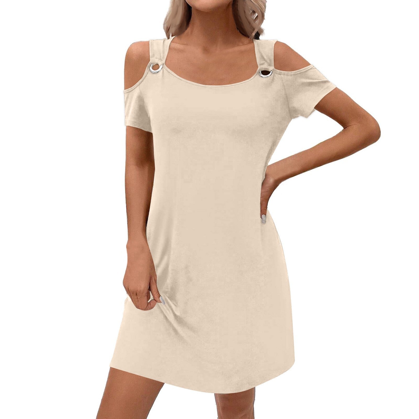 Womens Solid-Color Elegant Off-Shoulder Skirt