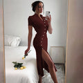 Womens Sexy Dress With Buttoned Slit On The Side