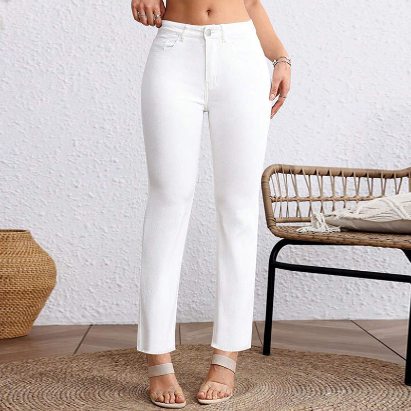 Plus Size White Cropped Straight