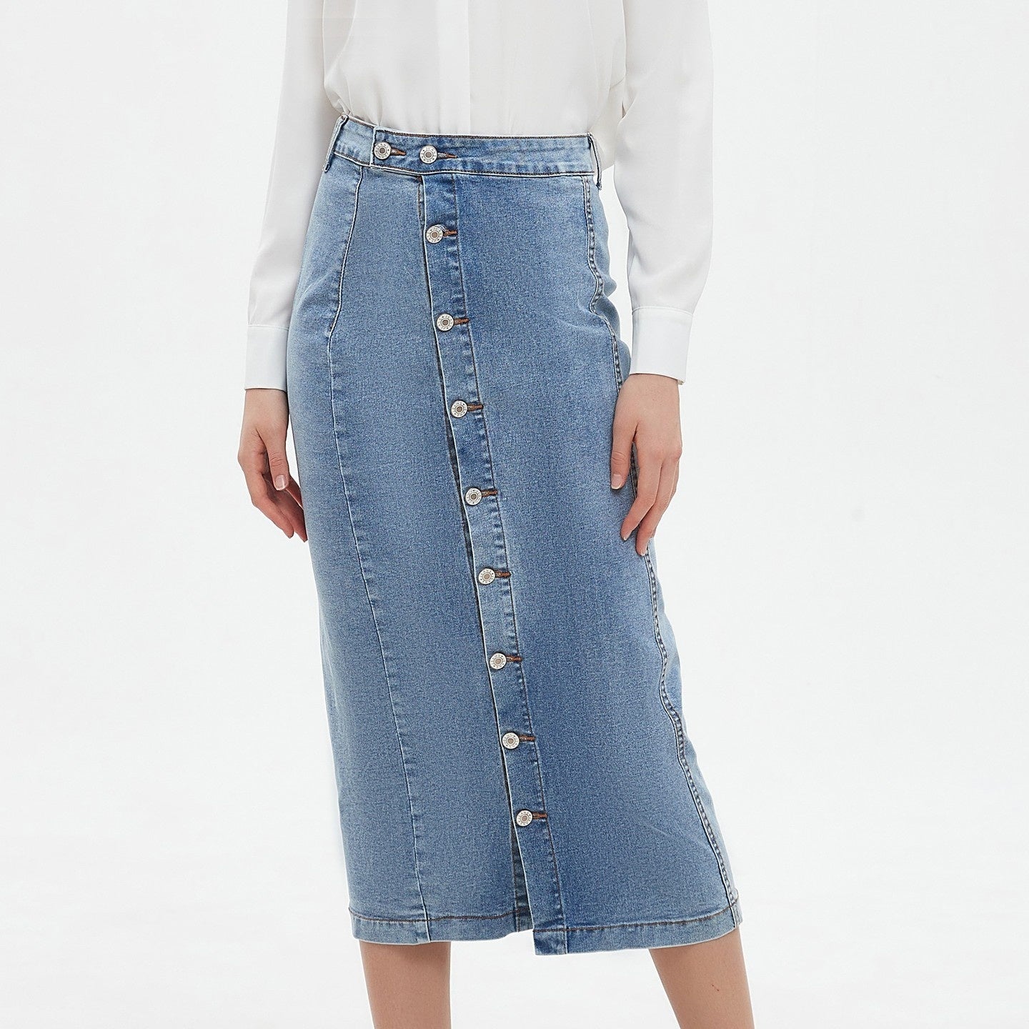 High-waisted Stretchy Fashionable Casual Denim Skirt