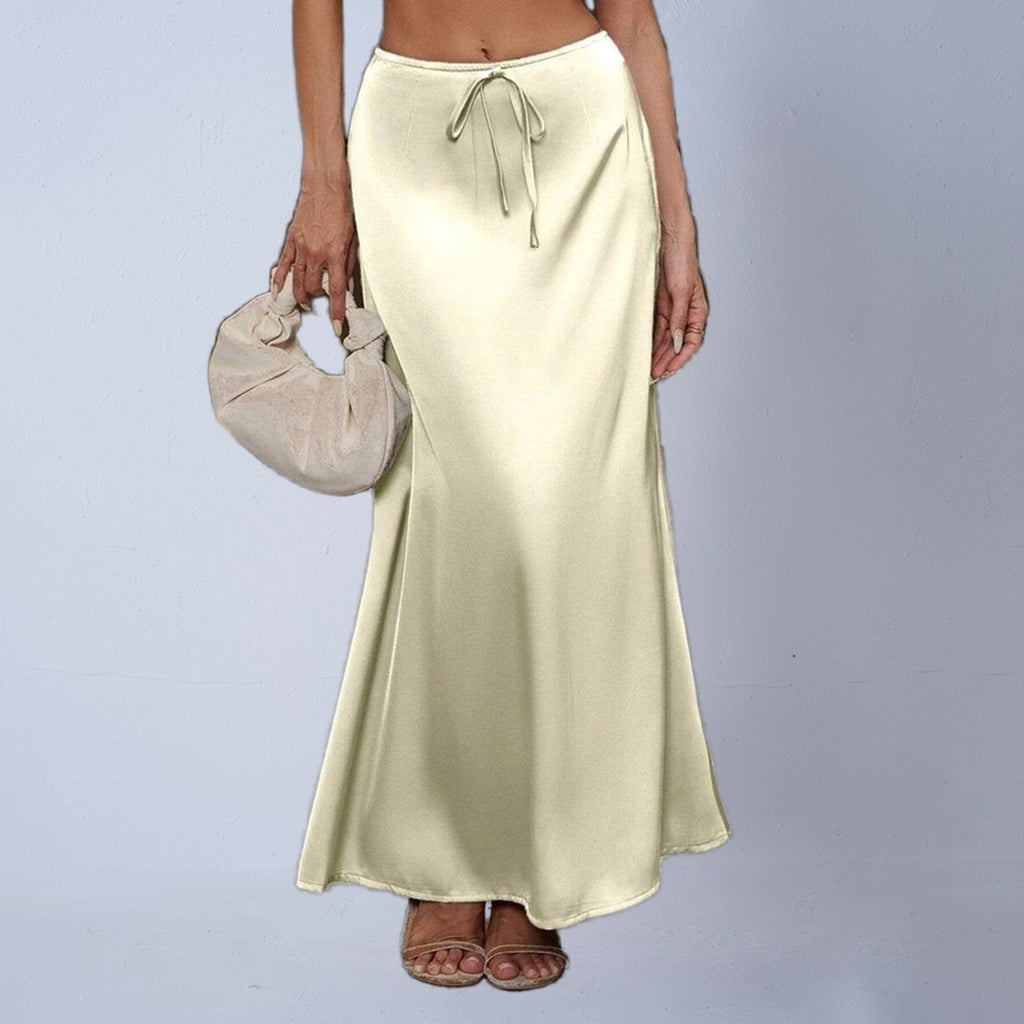 Women's Satin Elegant Lace-up Long Skirt