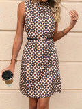 Summer New Arrival Printed Sleeveless Turtleneck Dress