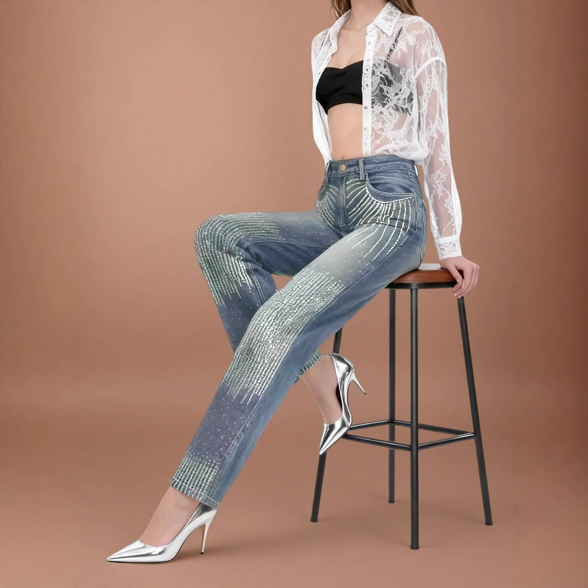 Cross-border Amazon Temu Independent Site Womens Stretch Jeans