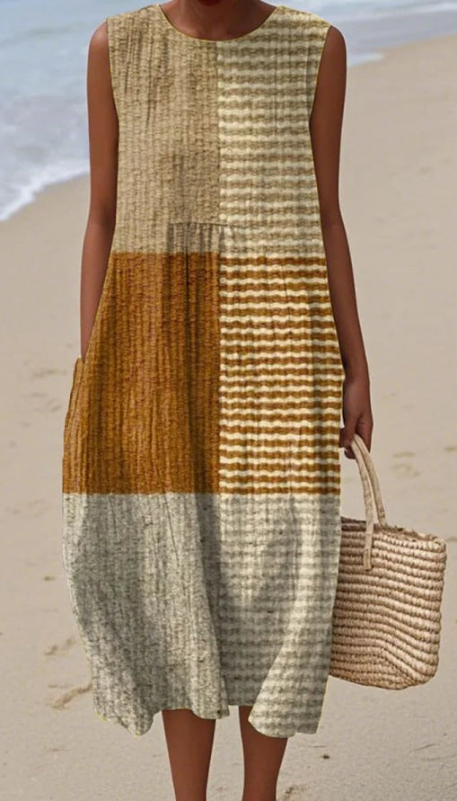 Sleeveless Casual Printed Elegant Dress For Women