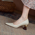 Women's Small Leather Shoes With Pointed Toe Mother High Heels