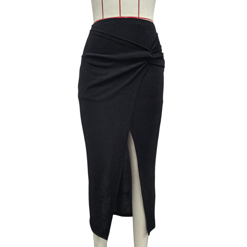 Fashionable Slim-fit Twisted Midi Skirt