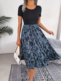 Women  Casual Leopard Print Ruffle Midi Dress