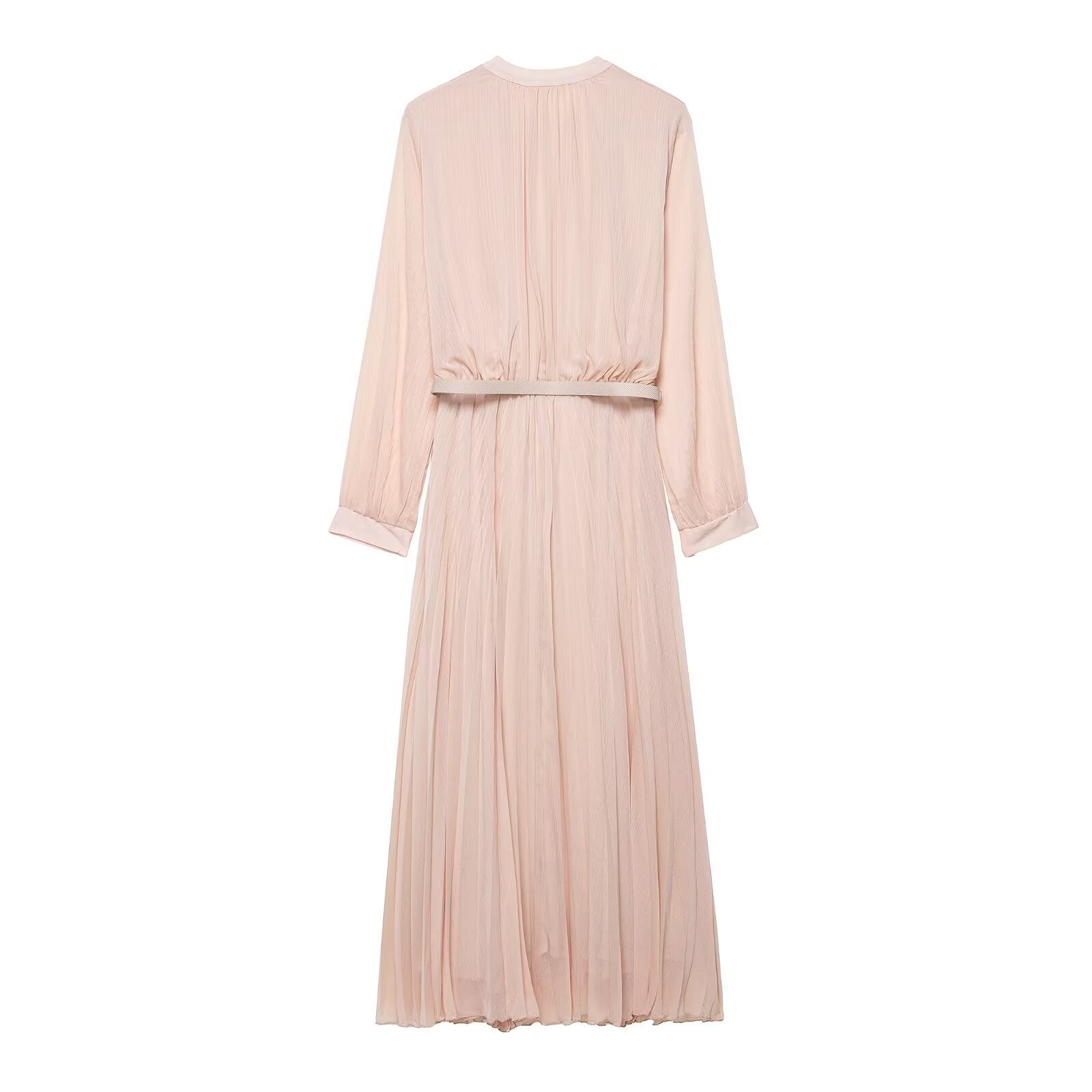 Midi Dress With Belt And Pleats