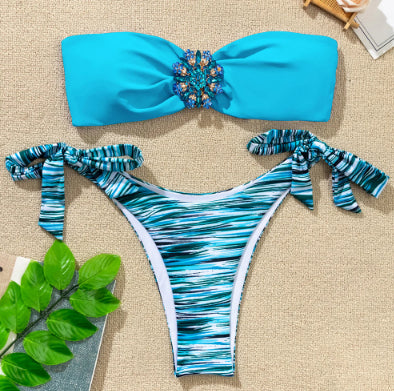 Womens Sexy Strapless Bikini Two-piece Swimsuit