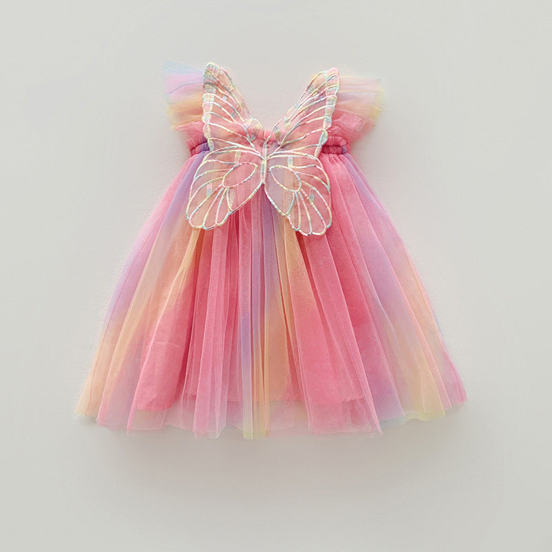 Rainbow Wings Mesh Girl Dress