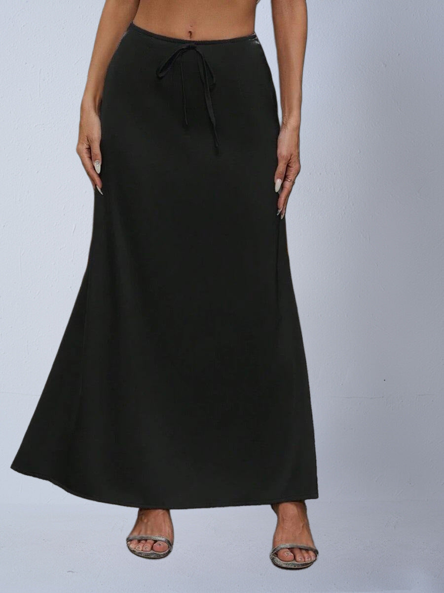 Women's Satin Elegant Lace-up Long Skirt