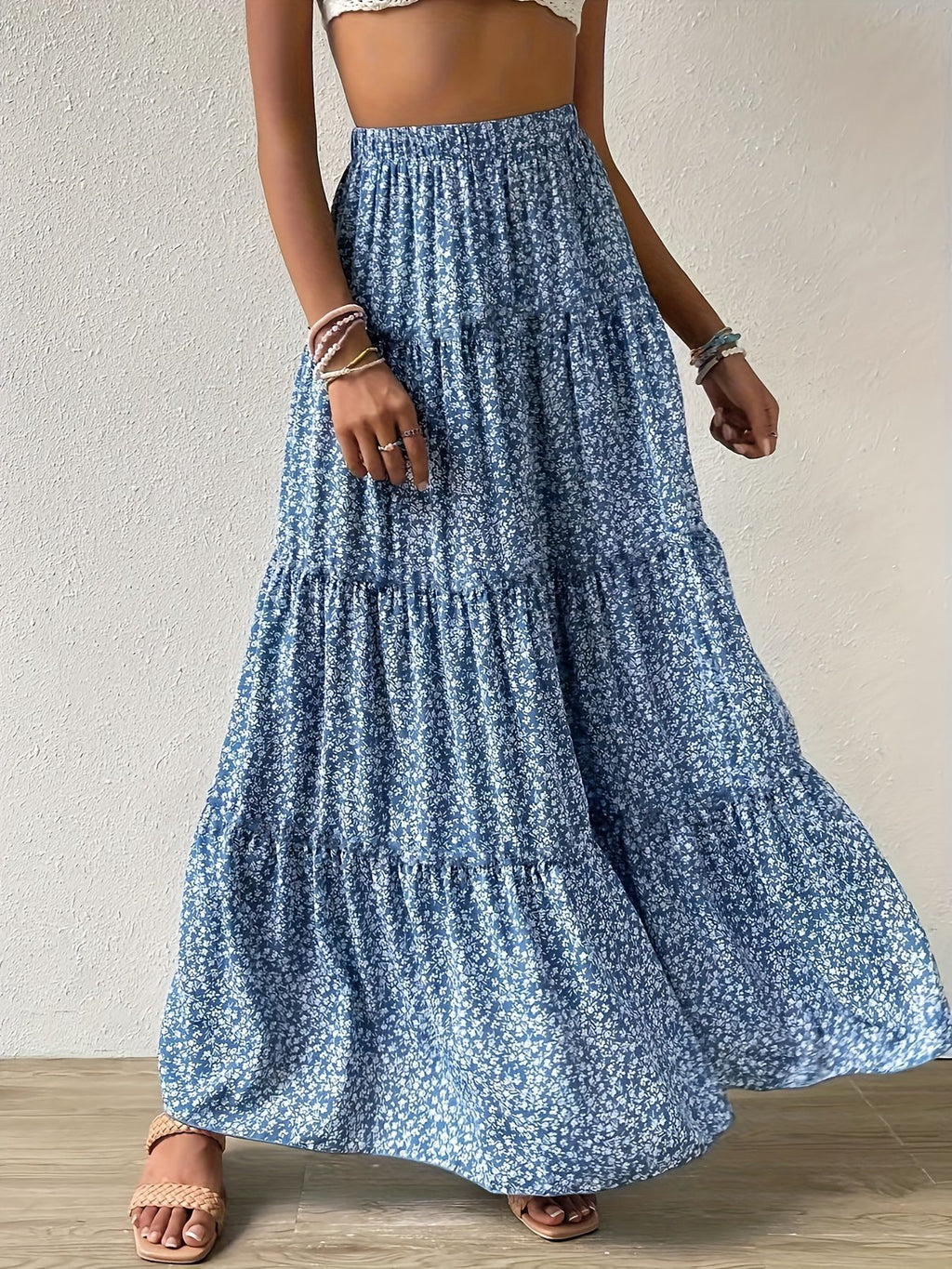 New Stylish Floral Print Polka-dot Dress